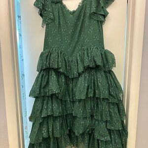 JessaKae Green Ruffled Tiered Midi Dress